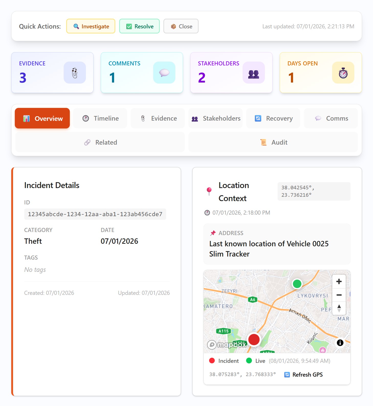 TRACS Incident Management Dashboard